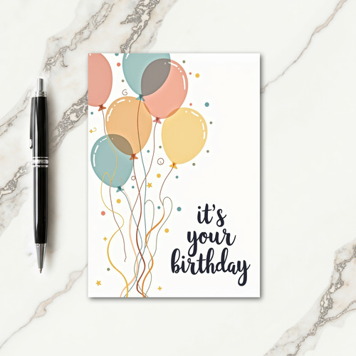 Festive Birthday Ribbon Balloon Card