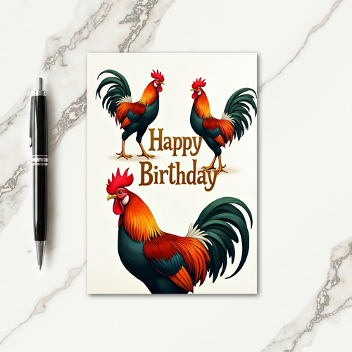Festive Birthday Rooster Art Card