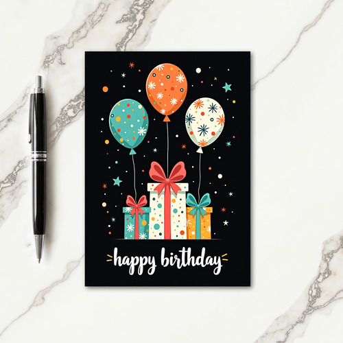 Festive Birthday Starlit Balloons Card