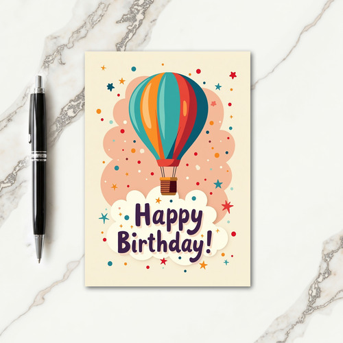 Festive Birthday Striped Balloon Card