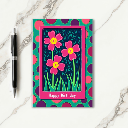Festive Birthday Stylized Flower Card