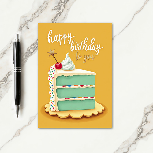 Festive Birthday Teal Cake Art Card