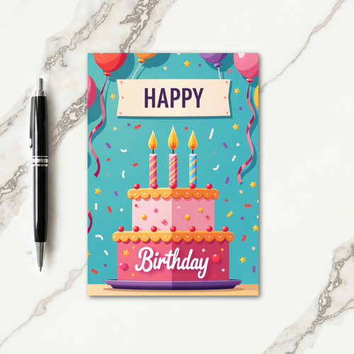 Festive Birthday Tiered Cake Card