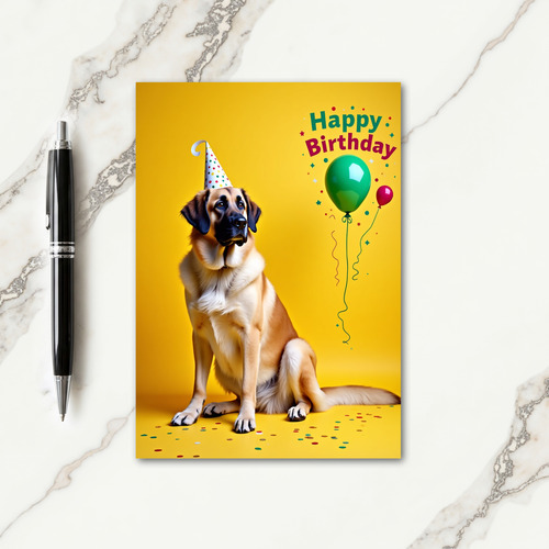 Festive Birthday Yellow Dog Card