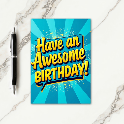 Festive Blue Banner Birthday Card