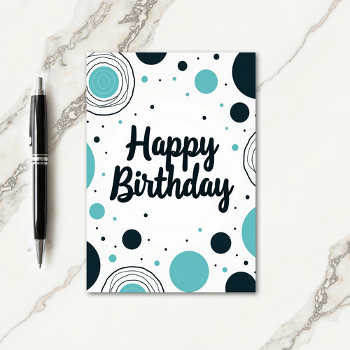 Festive Blue Circles Birthday Card