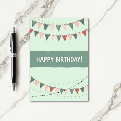 Festive Bunting Muted Birthday Card