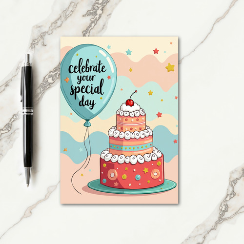 Festive Cake Balloon Card