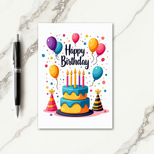 Festive Cake Balloons Card