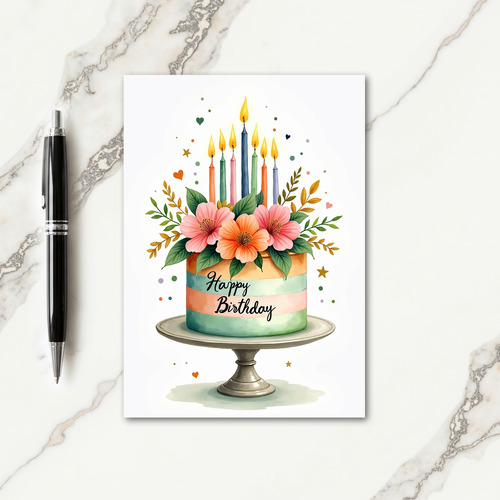 Festive Cake Floral Card