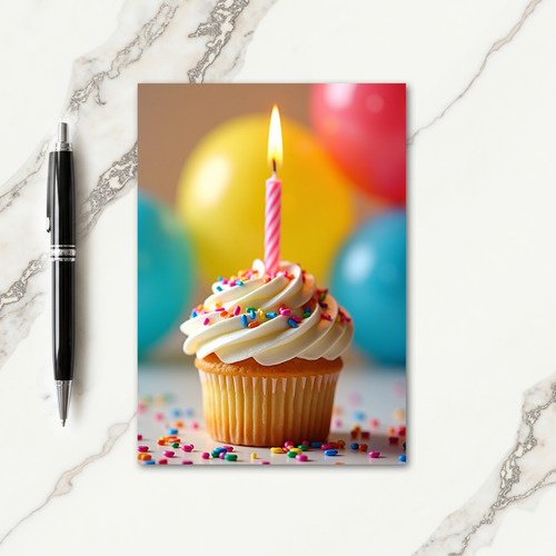 Festive Candle Cupcake Card