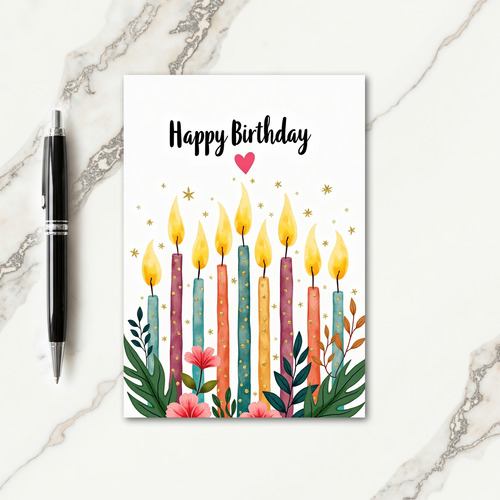 Festive Candle Illustration Card