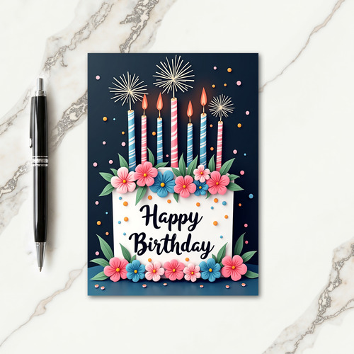 Festive Candles Birthday Card