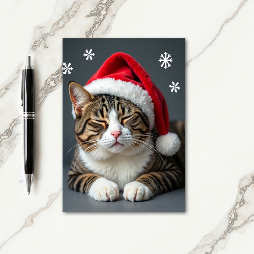 Festive Cat Cap Christmas Card