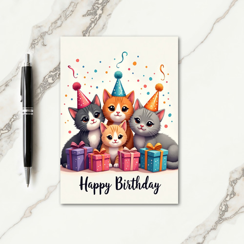 Festive Cat Hats Birthday Card