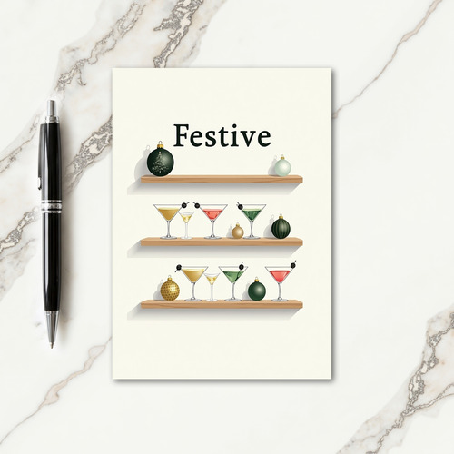 Festive Cocktail Christmas Card