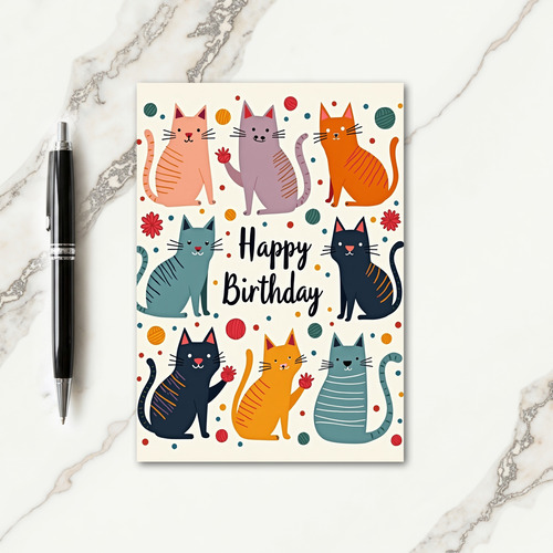 Festive Colorful Cats Card