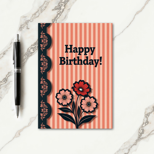 Festive Coral Bloom Card