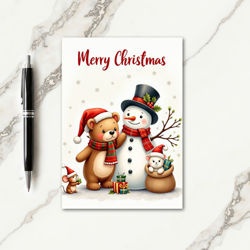 Festive Critters Christmas Card