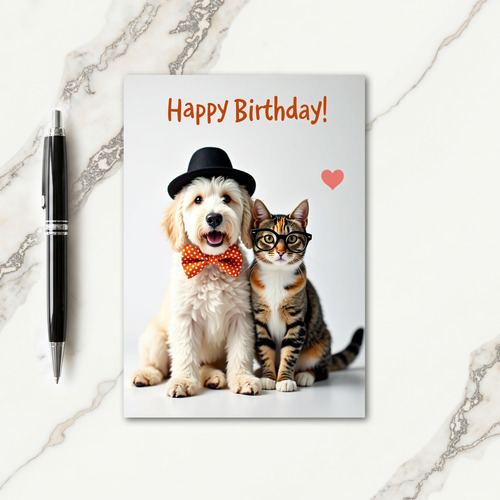 Festive Dapper Pets Birthday Card