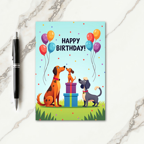 Festive Dog Gift Stack Card