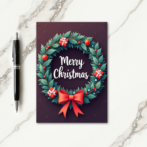 Festive Evergreen Wreath Card