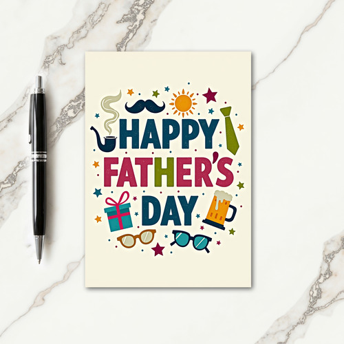 Festive Fathers Day Icons Card