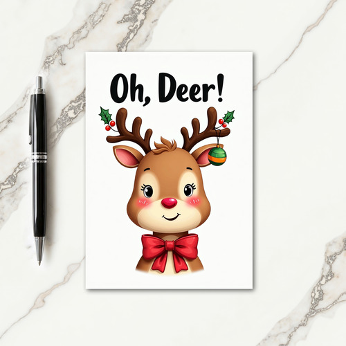 Festive Fawn Holly Berry Card