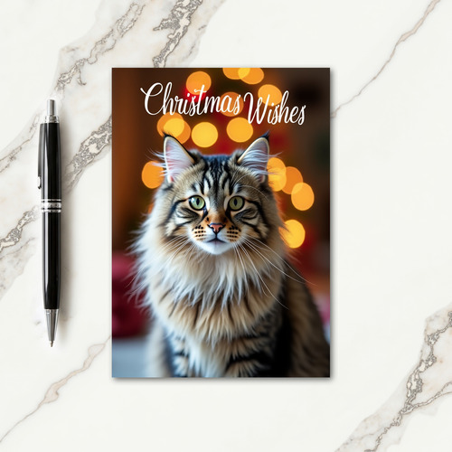 Festive Feline Golden Orb Card