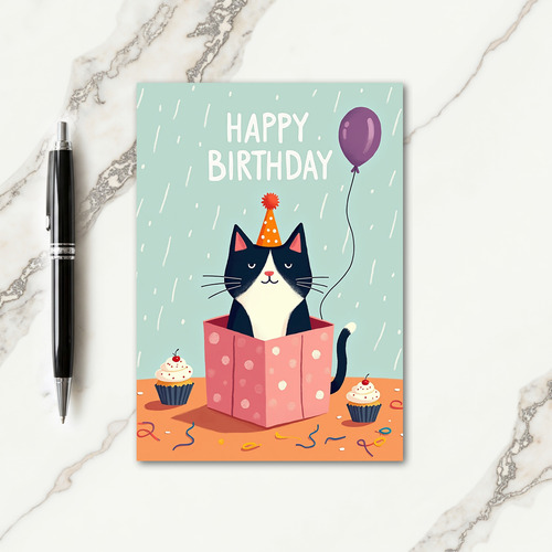 Festive Feline Party Hat Card