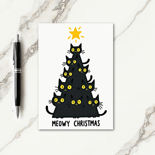 Festive Feline Christmas Tree Card