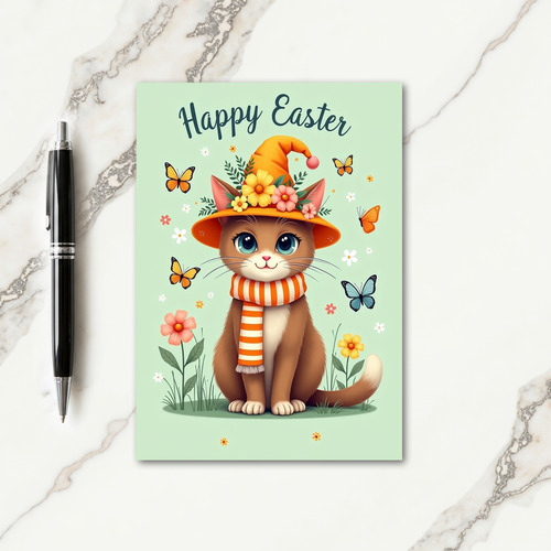 Festive Feline Spring Season Card