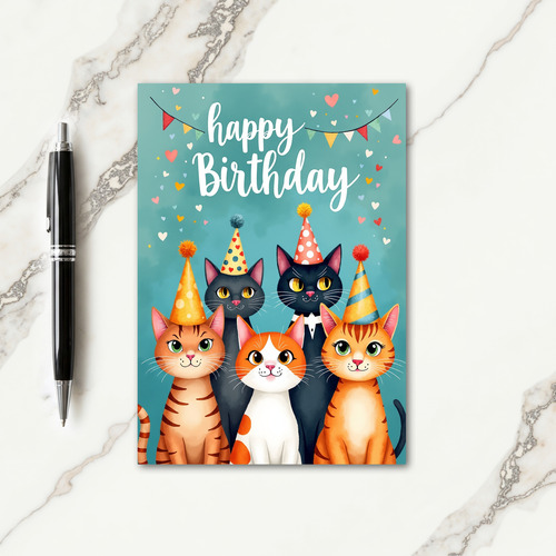 Festive Felines Birthday Card