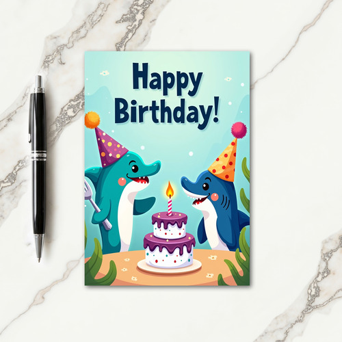 Festive Finned Birthday Card