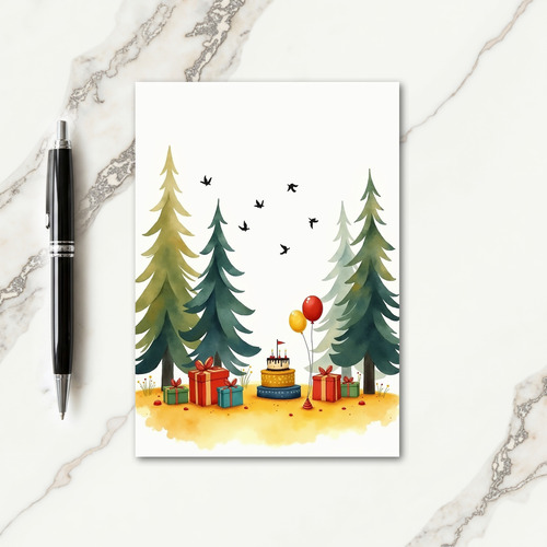 Festive Forest Cake Birthday Card