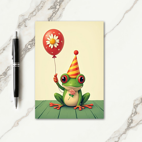 Festive Frog Birthday Card