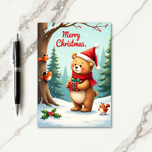 Festive Gift Bear Card