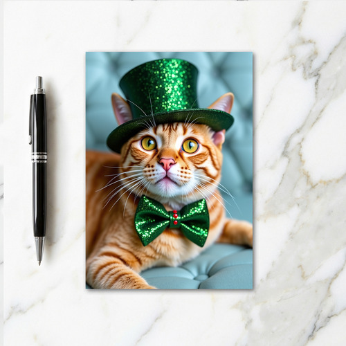 Festive Ginger Cat Portrait Card