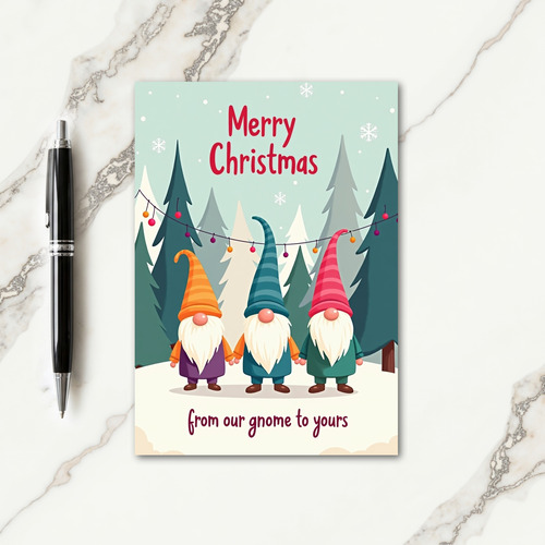 Festive Gnome Trio Christmas Card