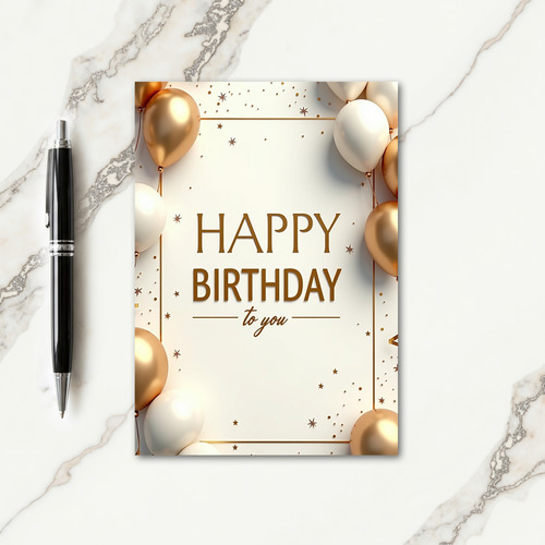 Festive Gold Balloons Card