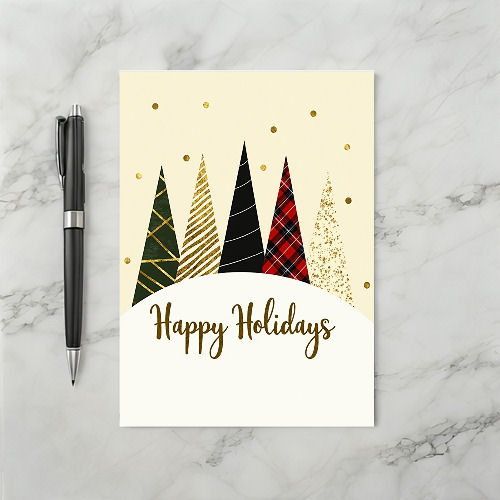 Festive Gold Holiday Trees Card