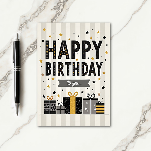 Festive Gold Star Birthday Card
