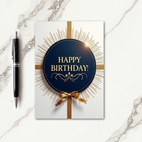 Festive Gold Sunburst Birthday Card