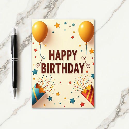 Festive Golden Balloon Card
