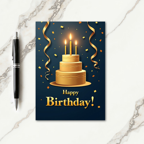 Festive Golden Cake Card
