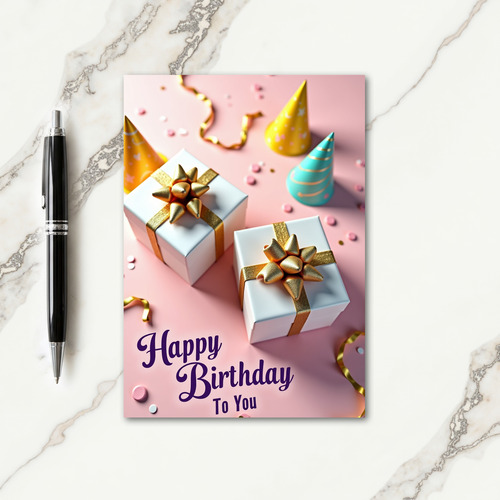 Festive Golden Gifts Birthday Card