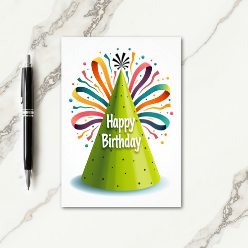 Festive Green Hat Burst Card