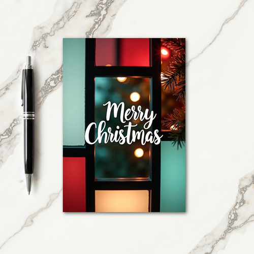 Festive Grid Bokeh Card
