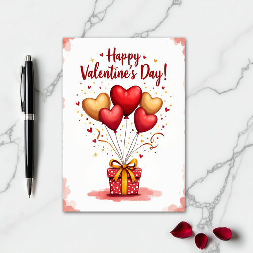 Festive Hearts Valentines Card
