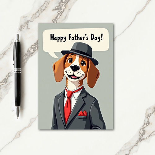 Festive Hound Fathers Day Wish Card